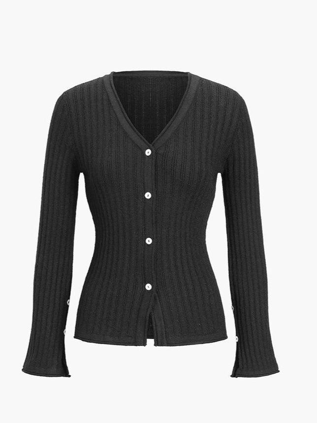 Ribbed cardigan and pleated dress set