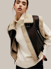 Kort skinnväst med päls