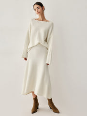Set with oversized sweater and long dress