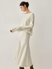 Set with oversized sweater and long dress