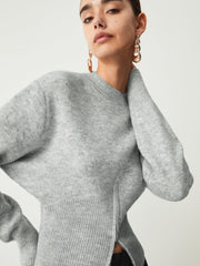 Slim fit knitted zip-up sweater