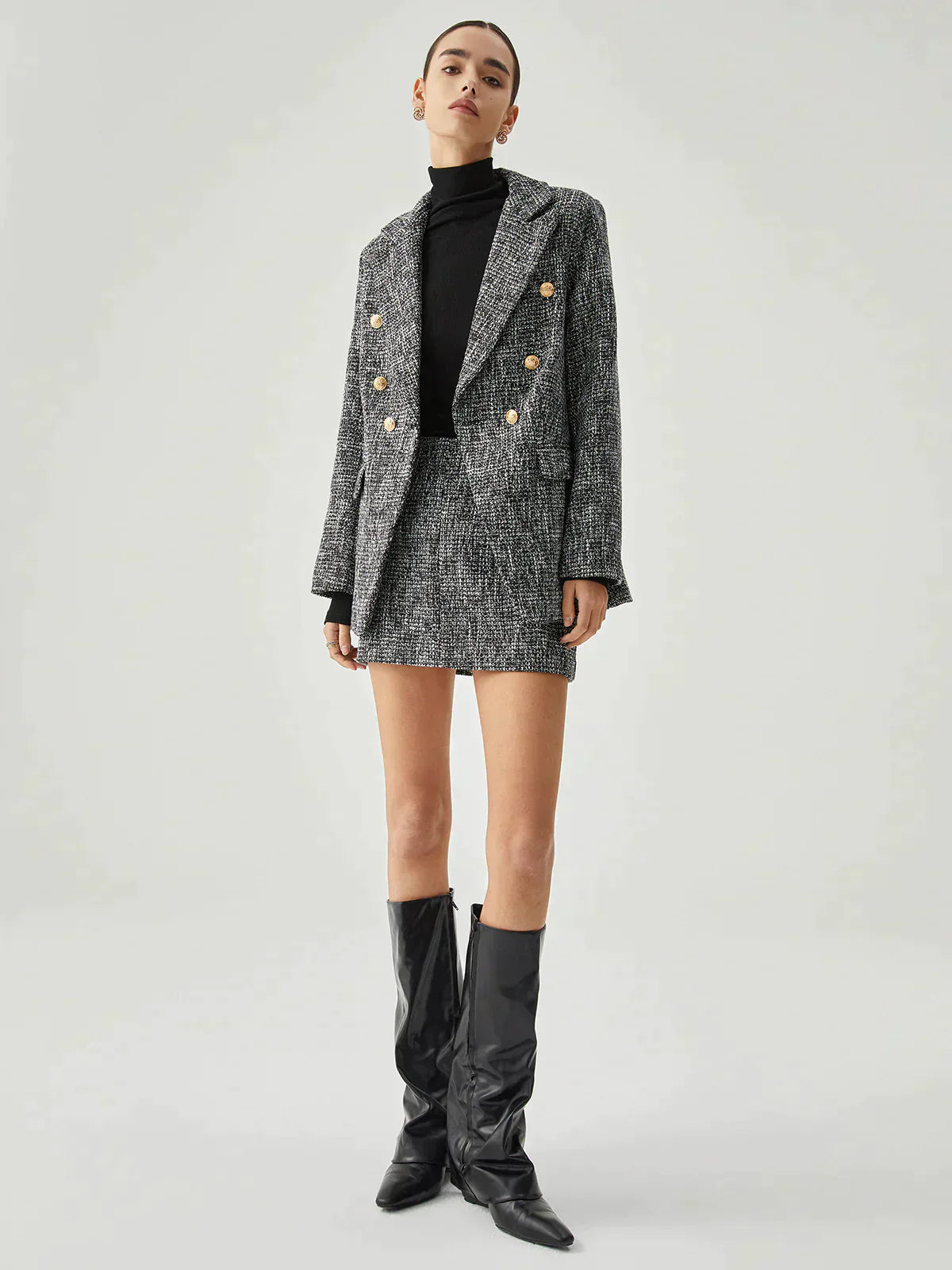 Grå  kavaj och kjol set