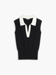 Sleeveless top with contrasting collar