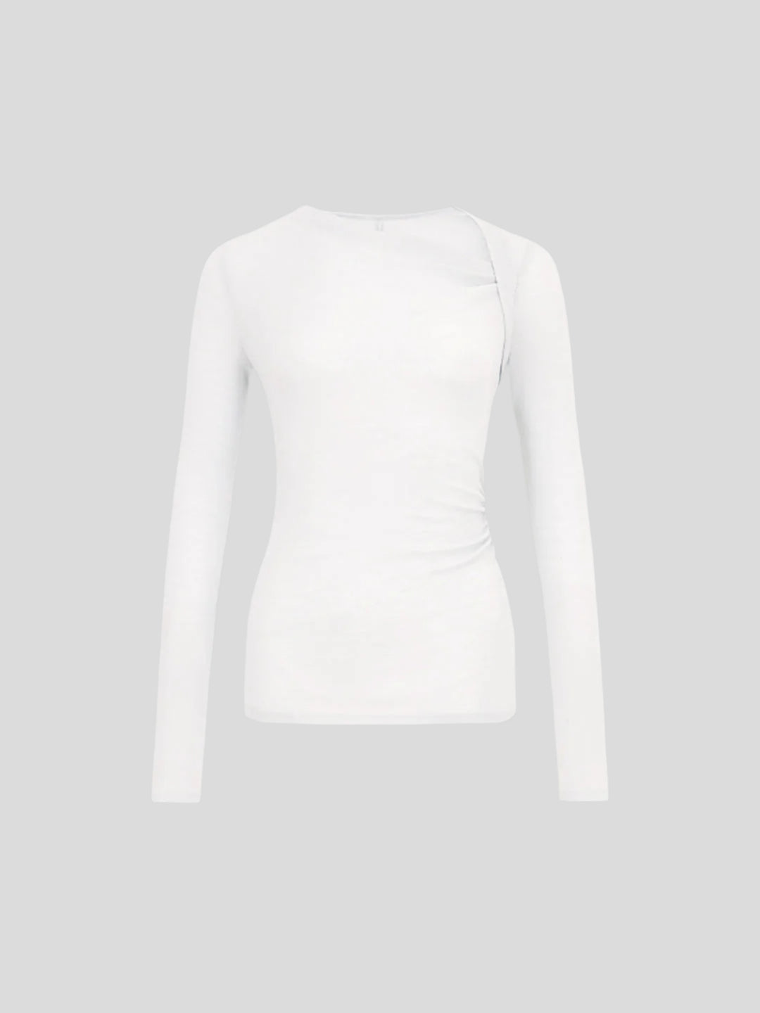 Seamless top with long sleeves and asymmetrical neckline