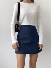 Navy blue wrap mini skirt