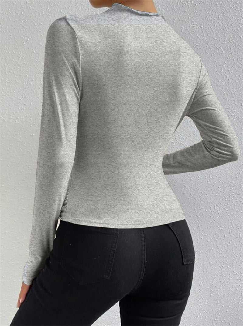 Long-sleeved draped top