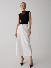 Sleeveless ribbed top with fishnet details