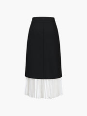 Layered midi pleated skirt