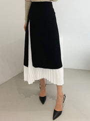 Layered midi pleated skirt