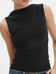 Sleeveless top with draped pattern