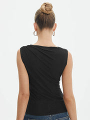 Sleeveless top with draped pattern