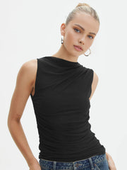 Sleeveless top with draped pattern