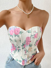 Floral bustier corset with roses