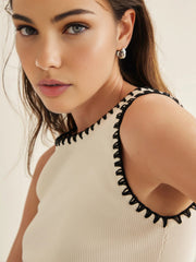 Knit top with contrasting trim