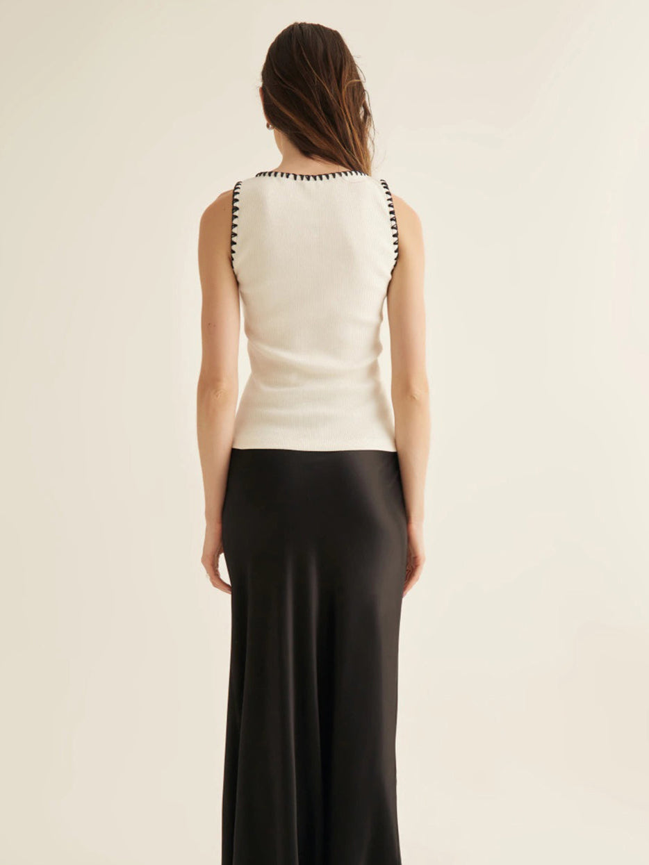 Knit top with contrasting trim