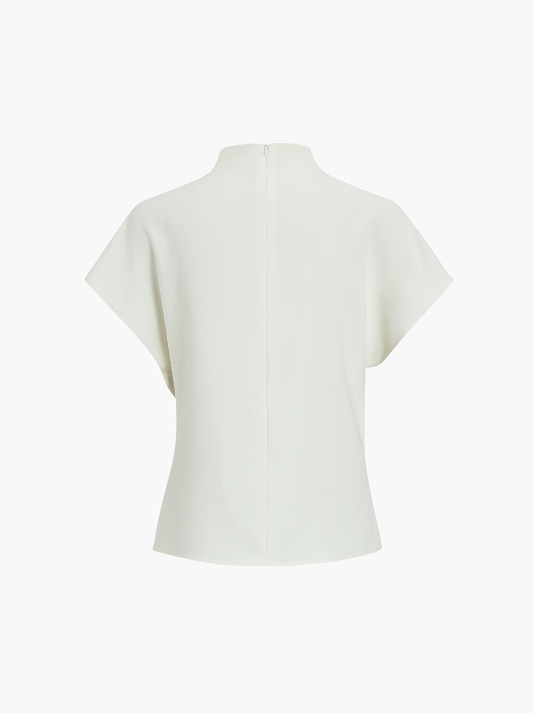 Short-sleeved asymmetric draped top