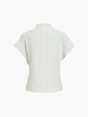 Short-sleeved asymmetric draped top