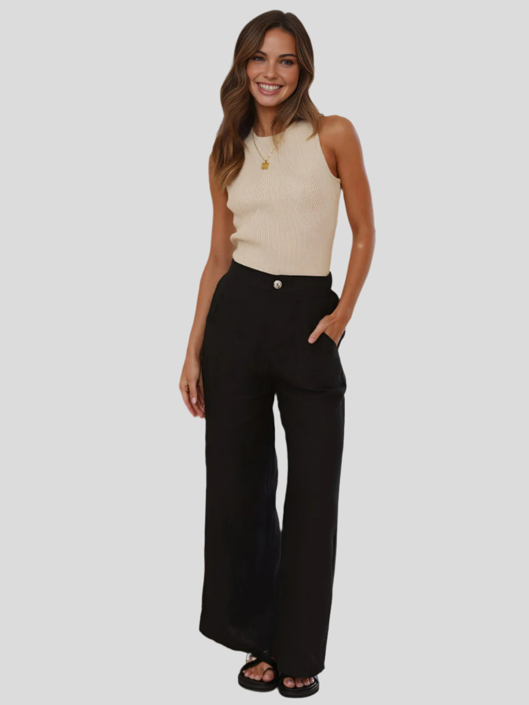 Fitted ribbed top with high neckline