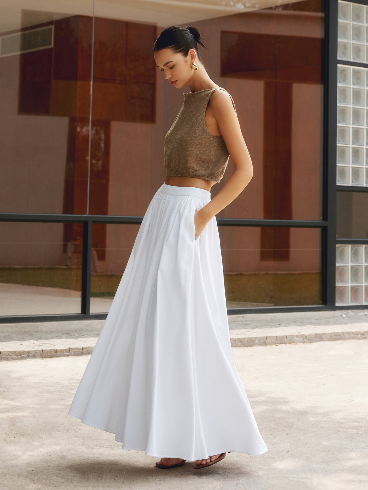 Elegant flared long skirt