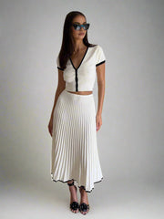 Knitted set with top and pleated skirt