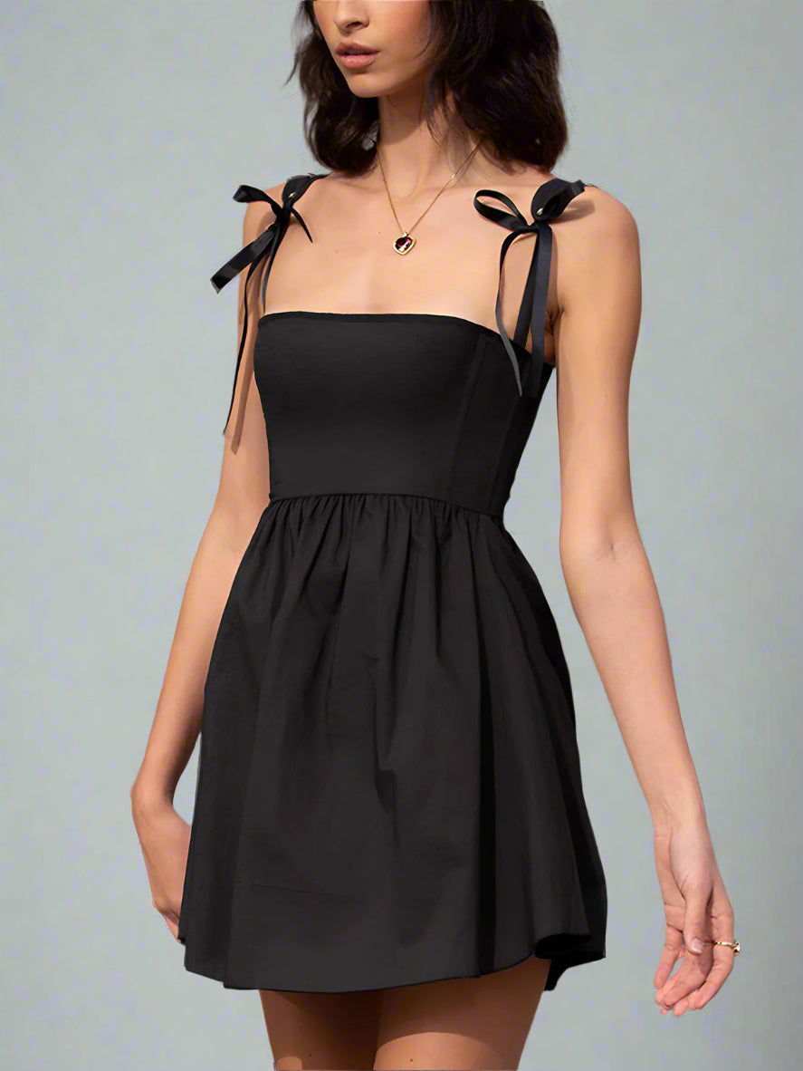 Black mini dress with bow