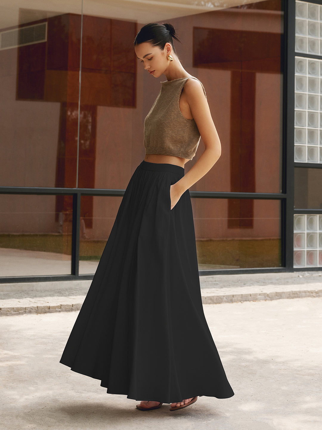 Elegant flared long skirt