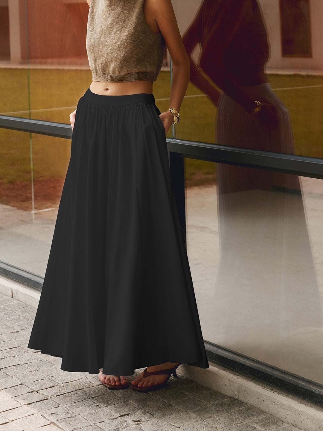 Elegant flared long skirt
