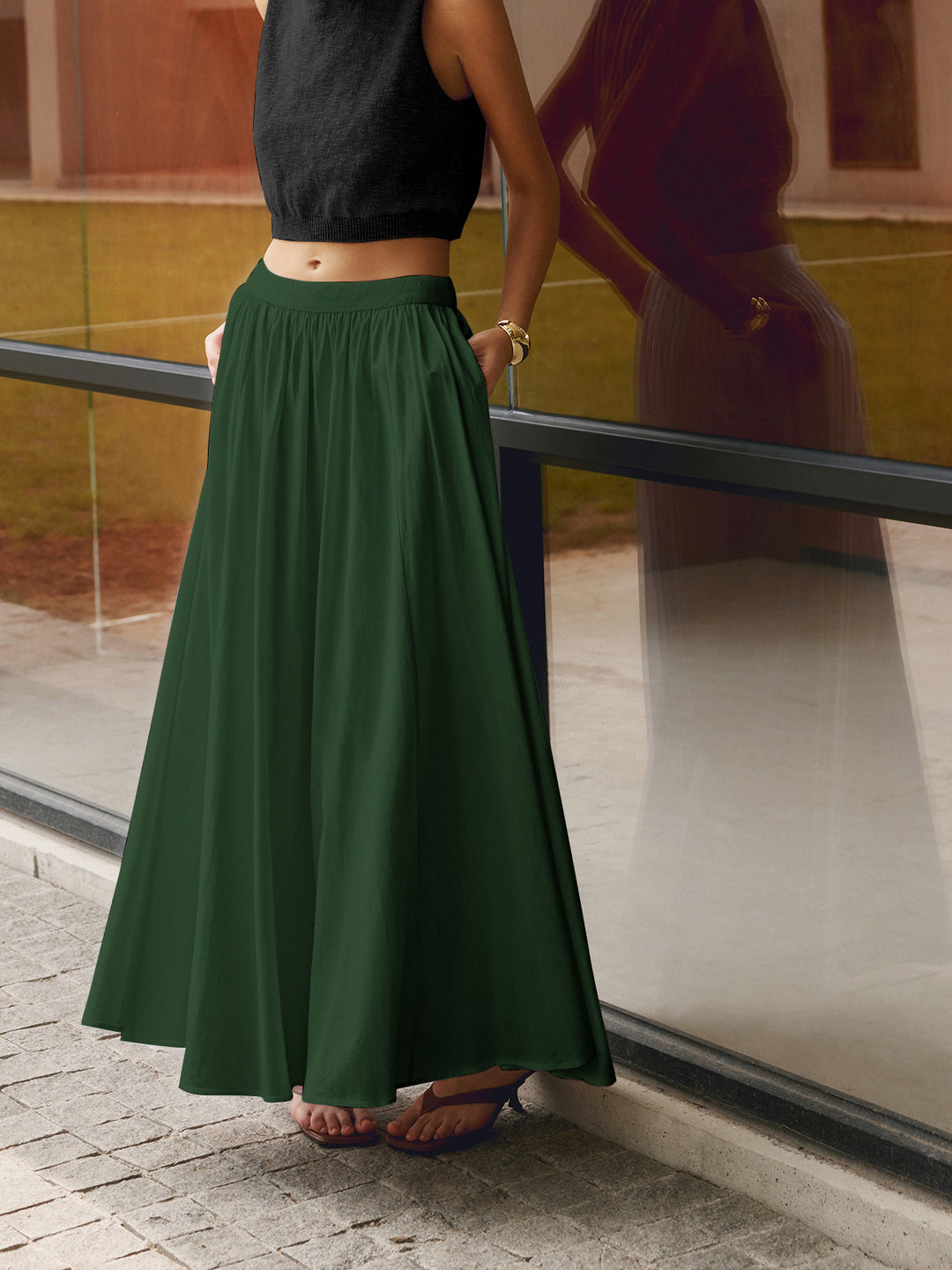 Elegant flared long skirt