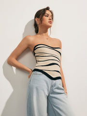 Beige and black zebra print tube top