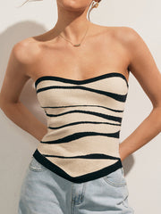 Beige and black zebra print tube top
