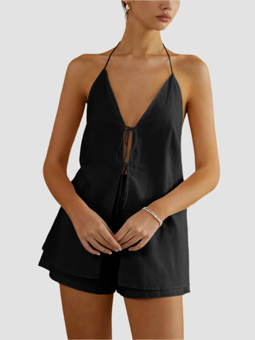 Halterneck top and shorts set