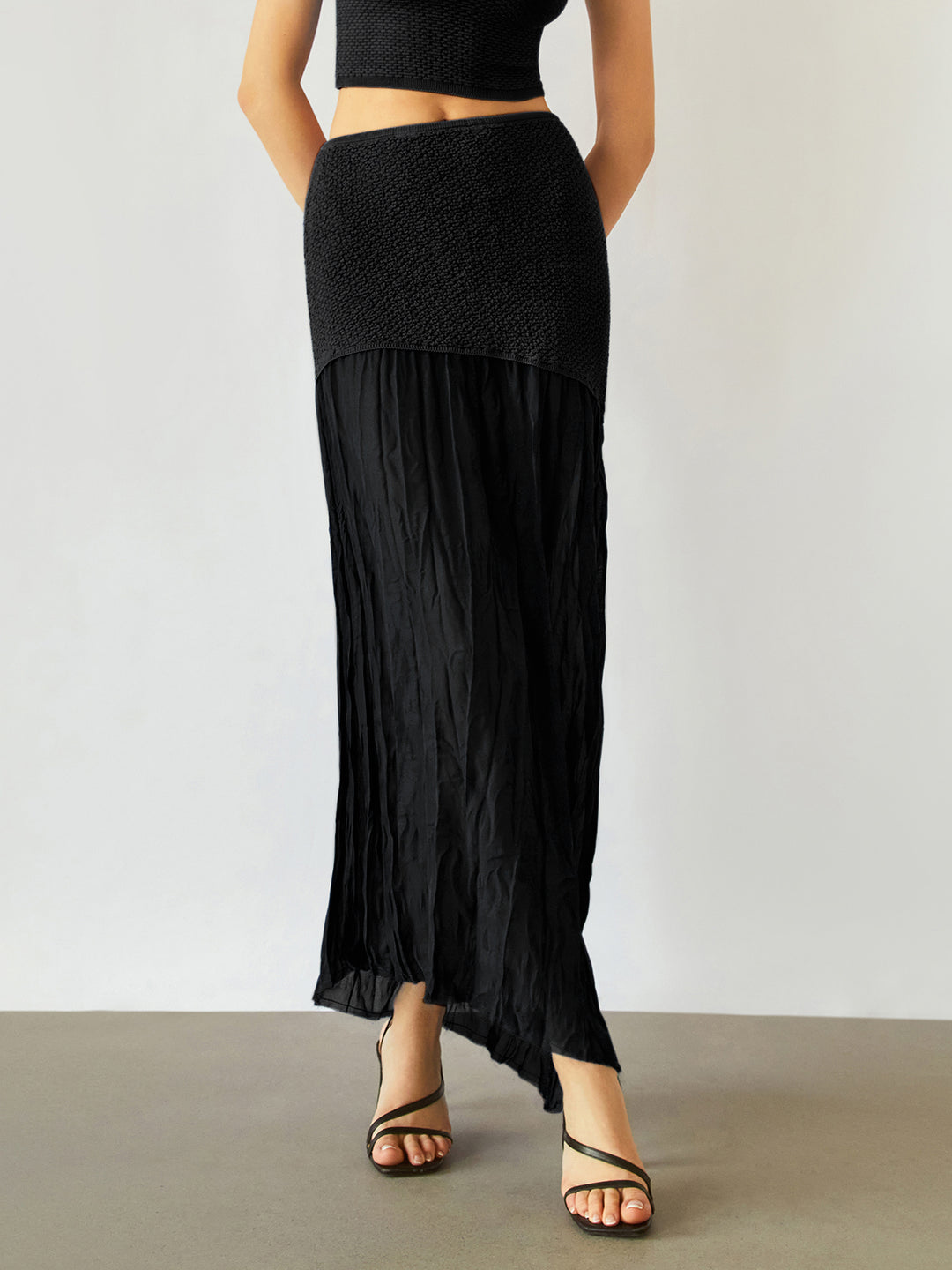 Sheer maxi skirt with mesh insert