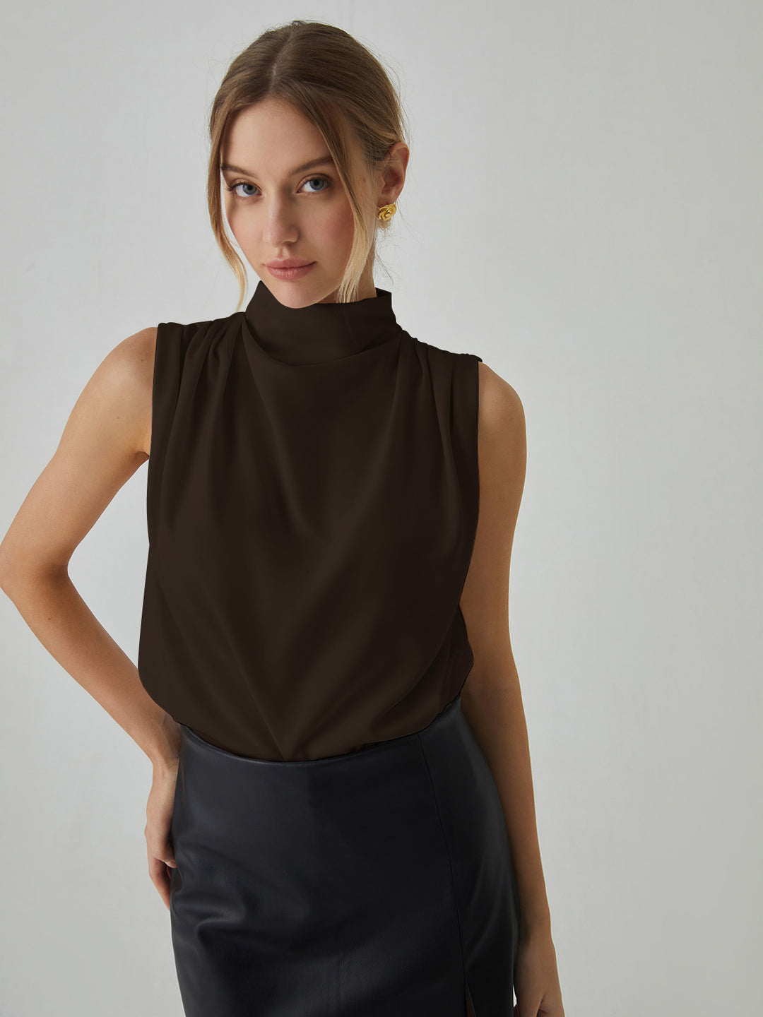 Sleeveless high neck blouse
