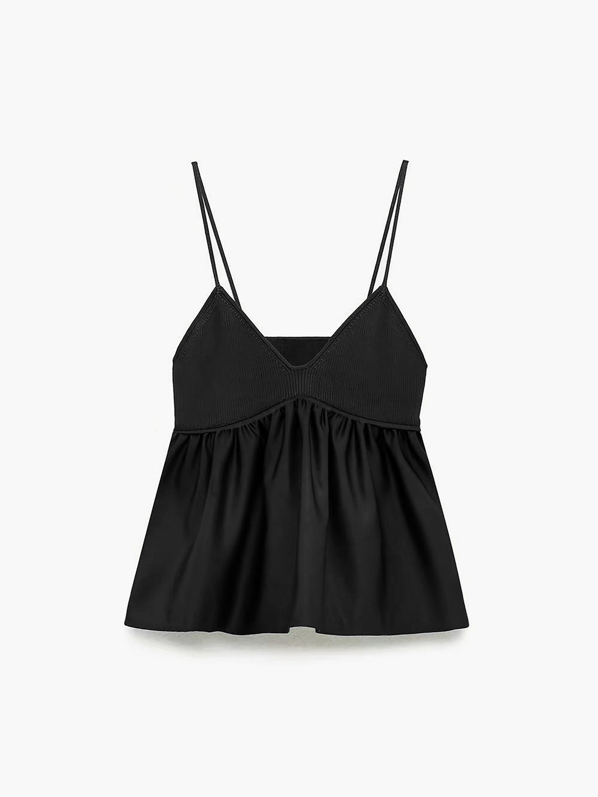Spaghetti strap top with pleated skirt