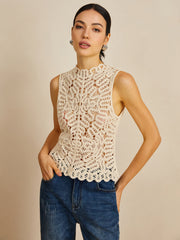 Sleeveless crochet lace top