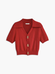 Knitted top with knotted neck