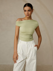 One-shoulder top with ruffle details