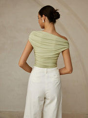 One-shoulder top with ruffle details