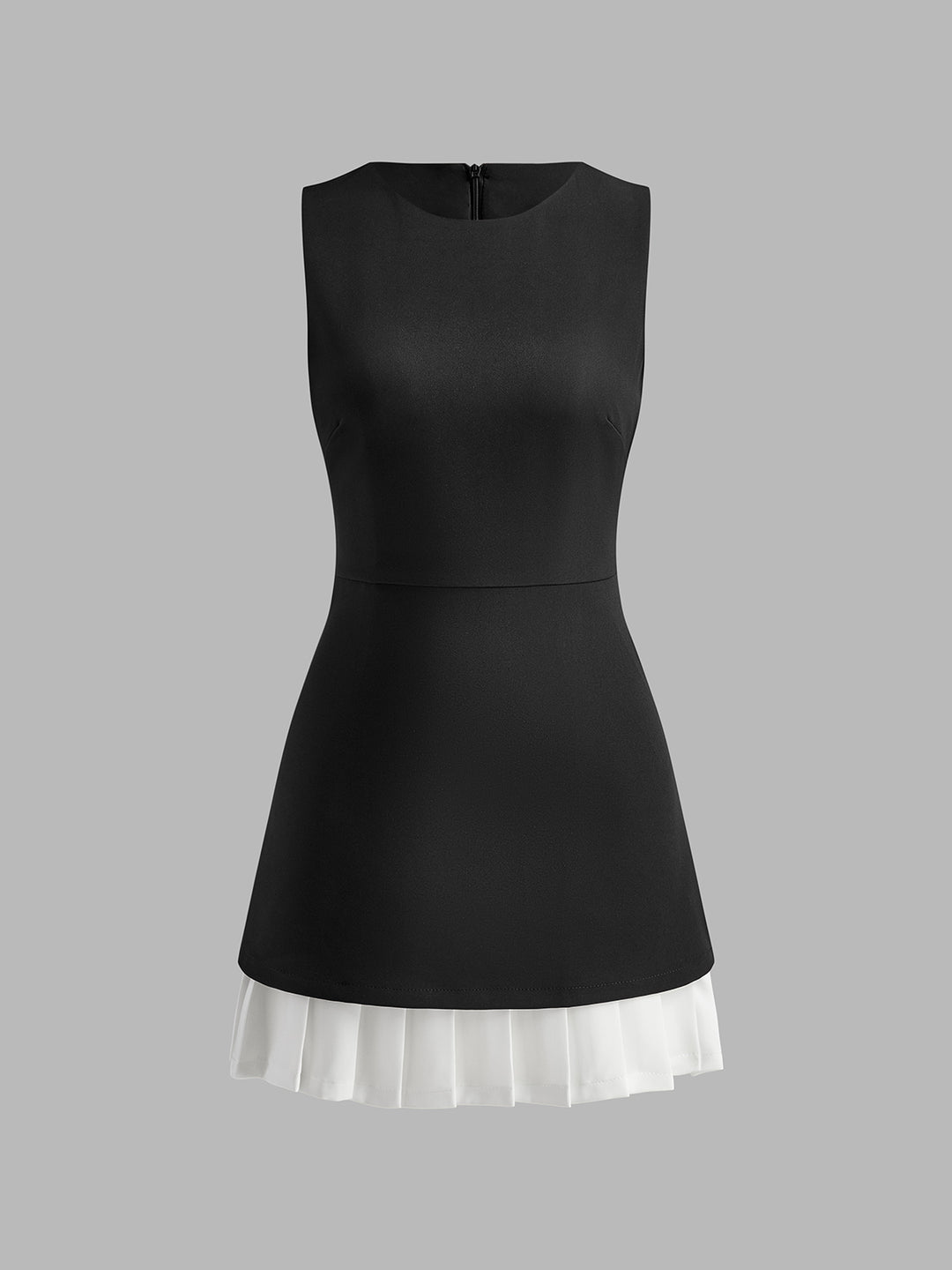 Pleated mini dress with contrasting skirt