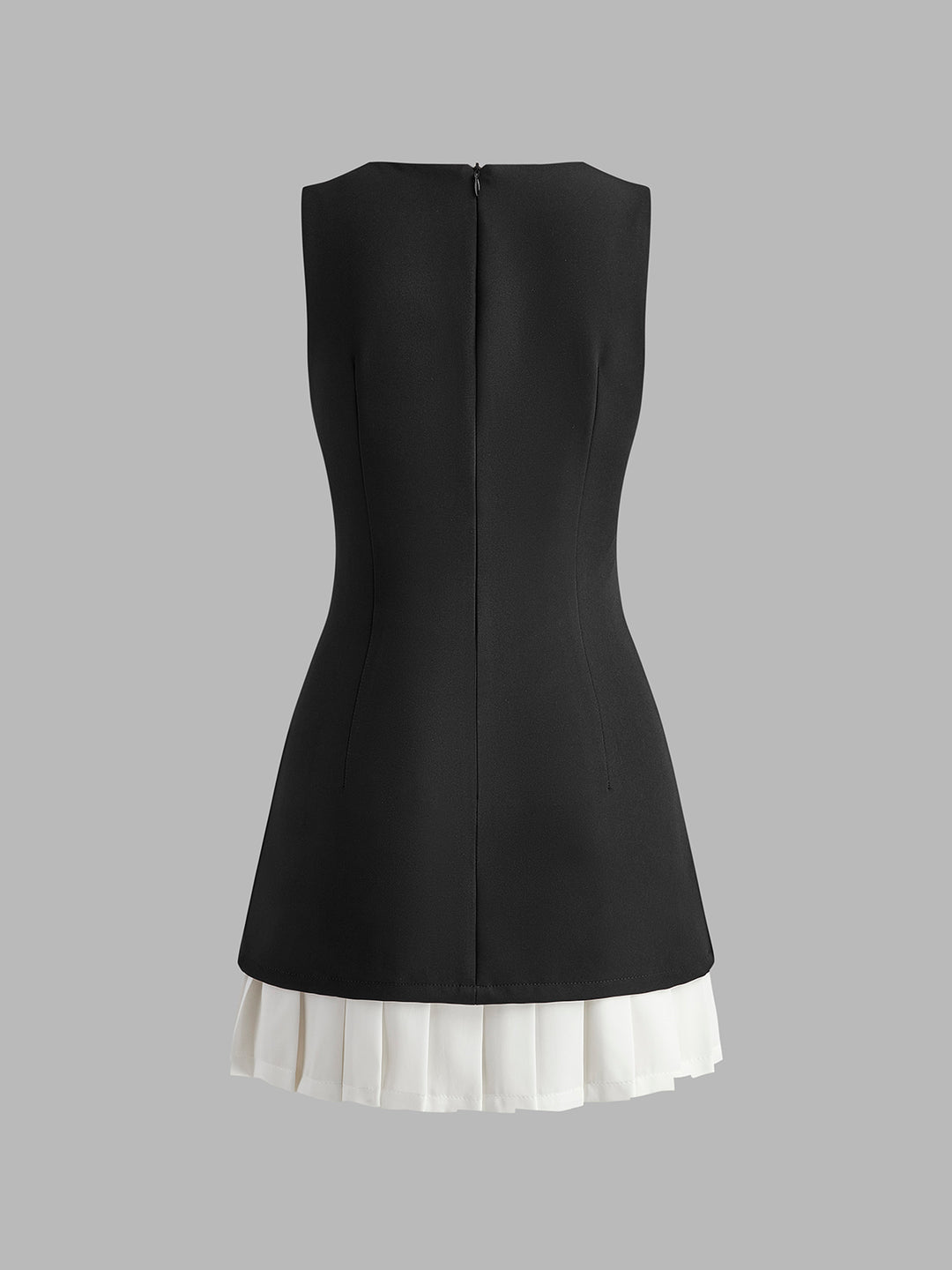Pleated mini dress with contrasting skirt