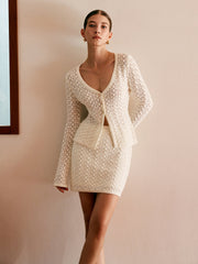 Two-piece knitted set with cardigan and dress