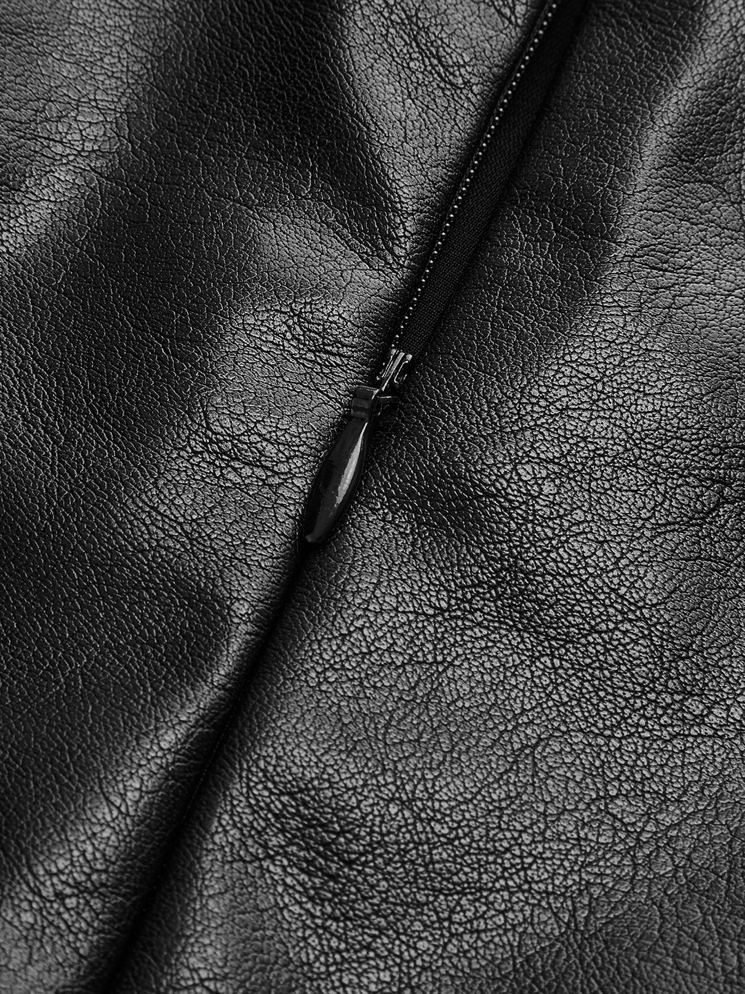 Pleated midi skirt with asymmetrical faux leather yoke