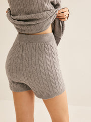 Grey cable knit shorts