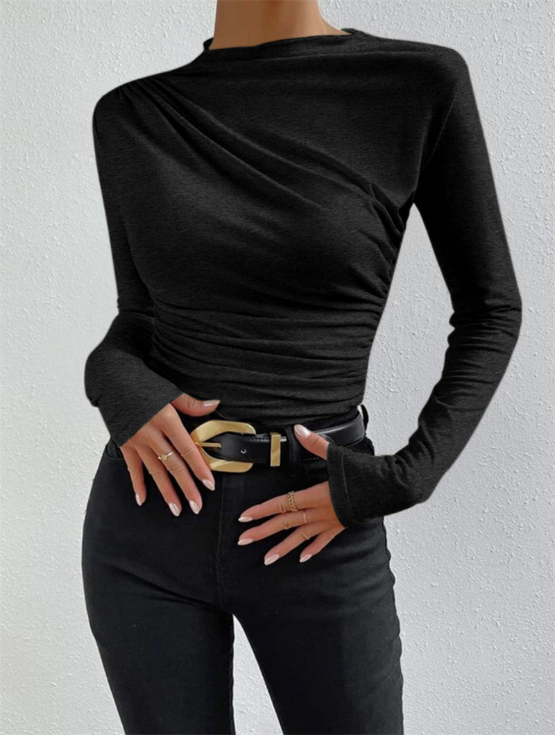 Long-sleeved draped top