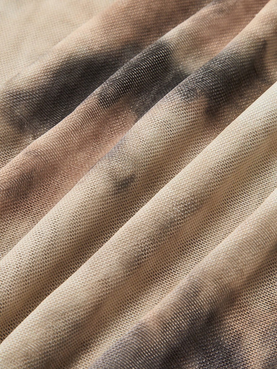 Brown tie-dye off-the-shoulder long-sleeved top