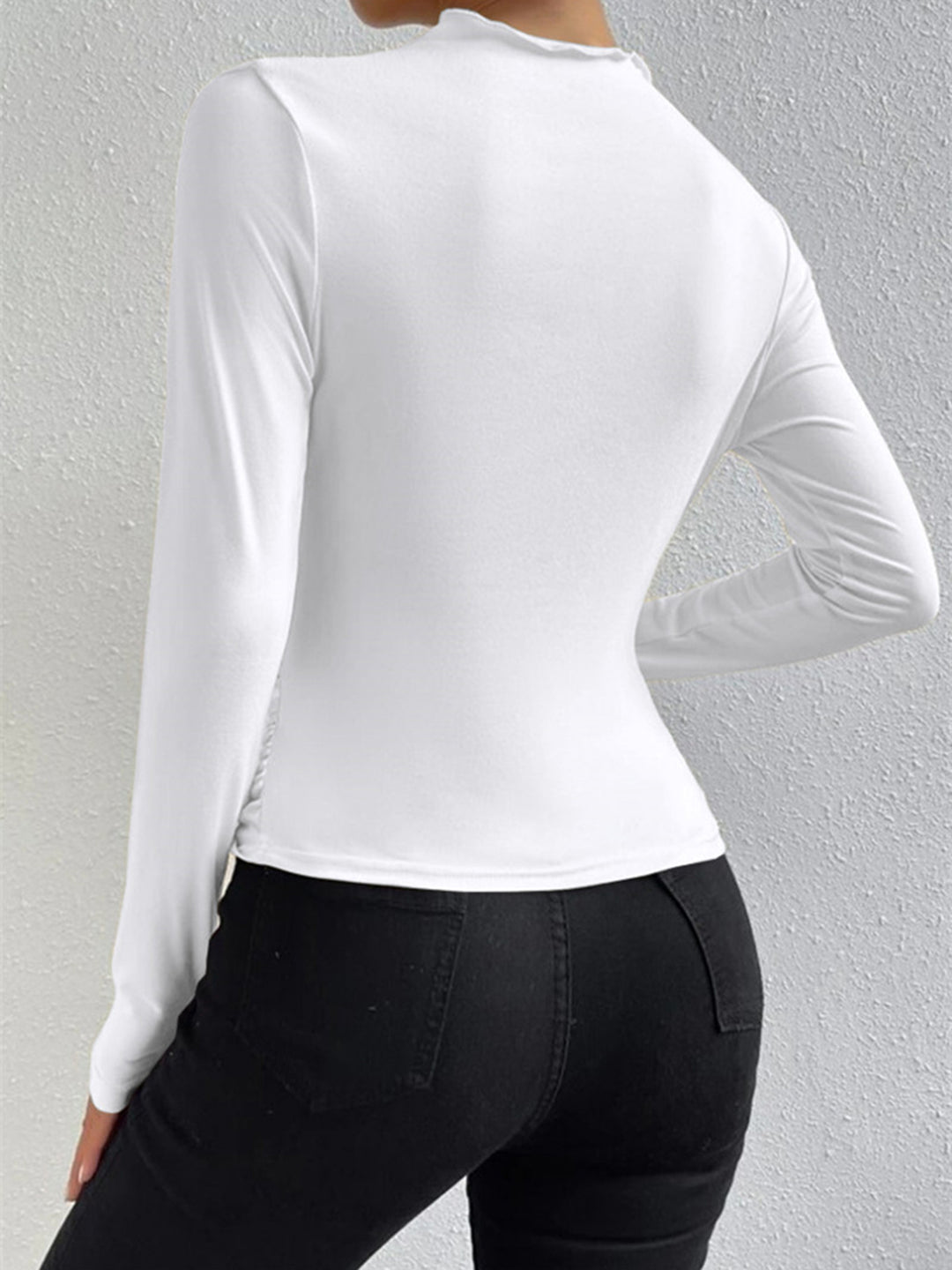 Long-sleeved draped top