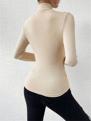 Fitted top with draped neckline