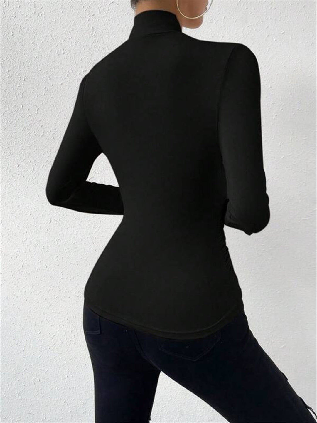 Fitted top with draped neckline