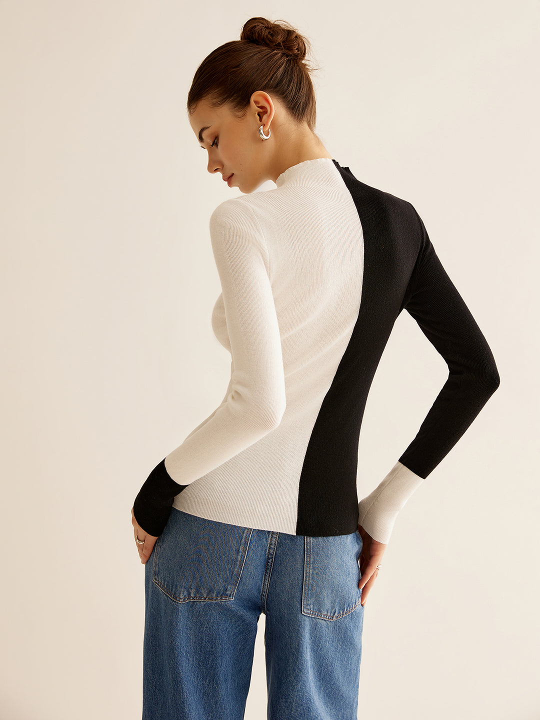 Sweater with contrasting panels