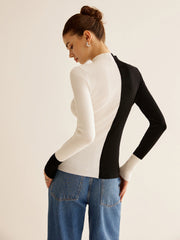 Sweater with contrasting panels